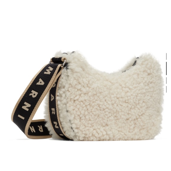 Marni off-white shearling bey shoulder crossbody bag - Picture 3 of 8